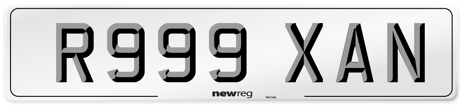 R999 XAN Number Plate from New Reg